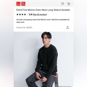 Uniqlo Extra fine merino wool crew neck sweater mens NWT